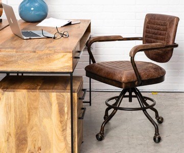 industrial desk chair with wooden desk